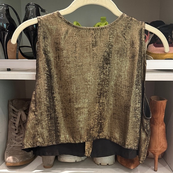 NONchalant Tops - NONchalant Metallic Gold Tank Top
